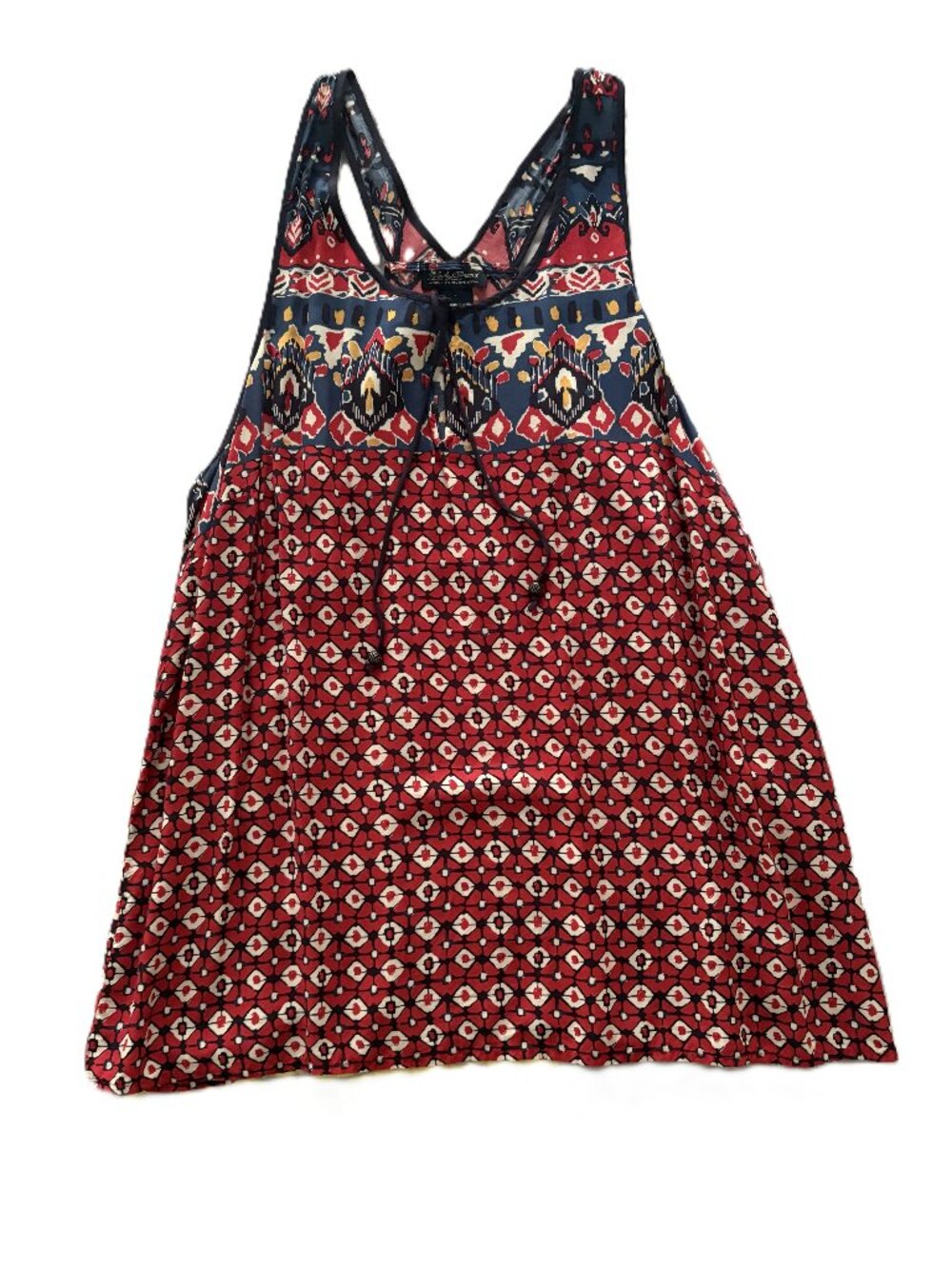 Lucky Brand abstract red and blue print camisole, size L